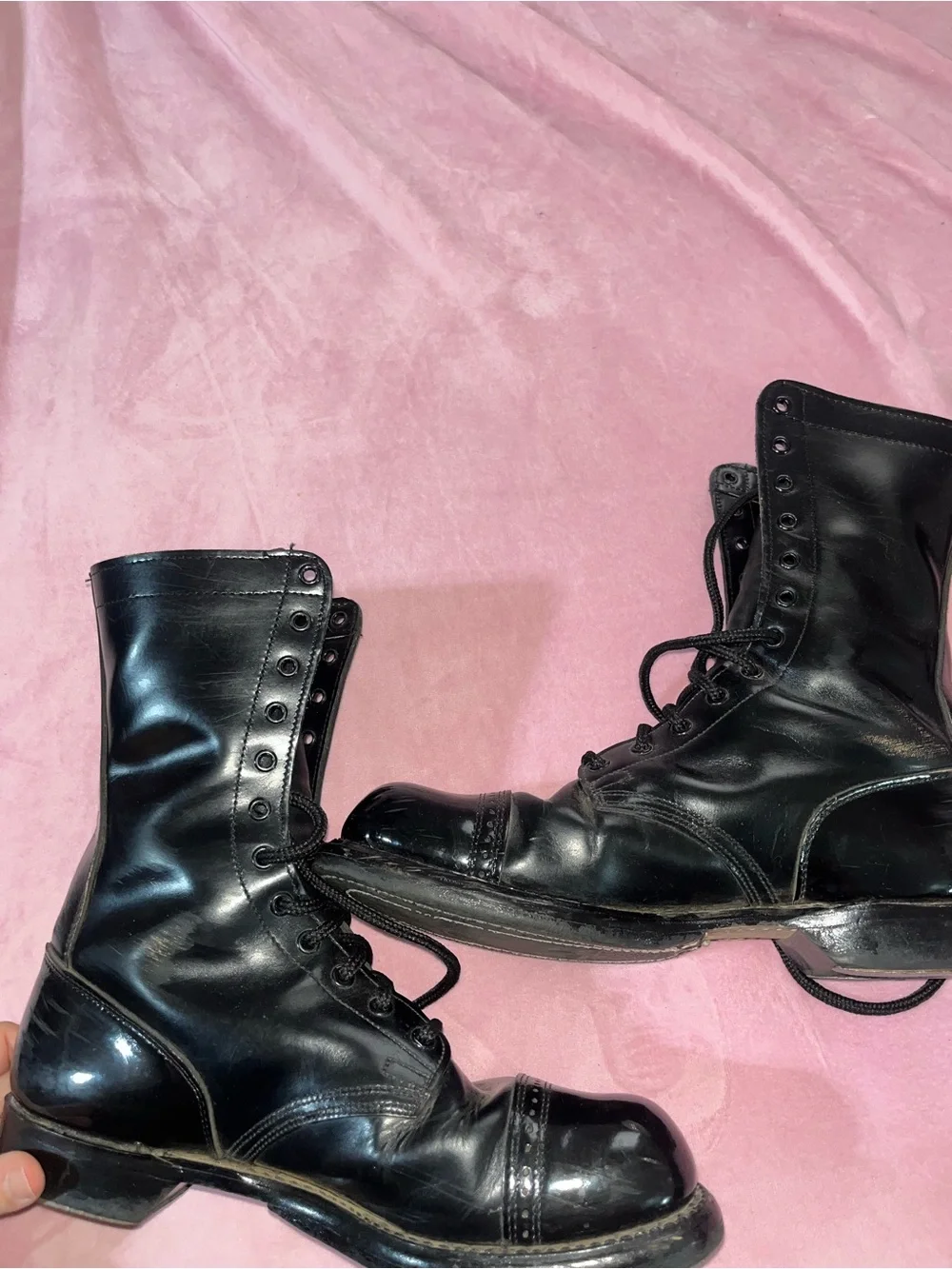 Double H Paratrooper HH Horseshoe Metal Heel Plate Lace Up Leather Combat Boots